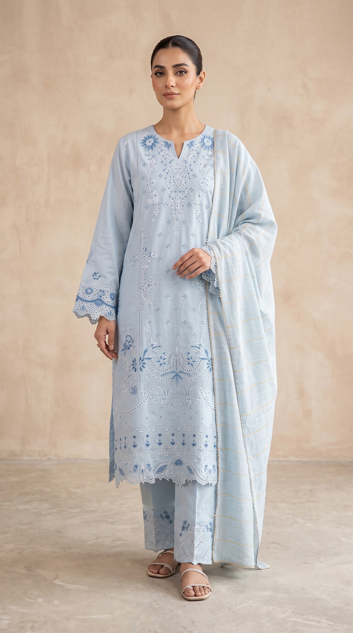 J. Chikankari Embroidered Cotton Lawn 3PC Suit