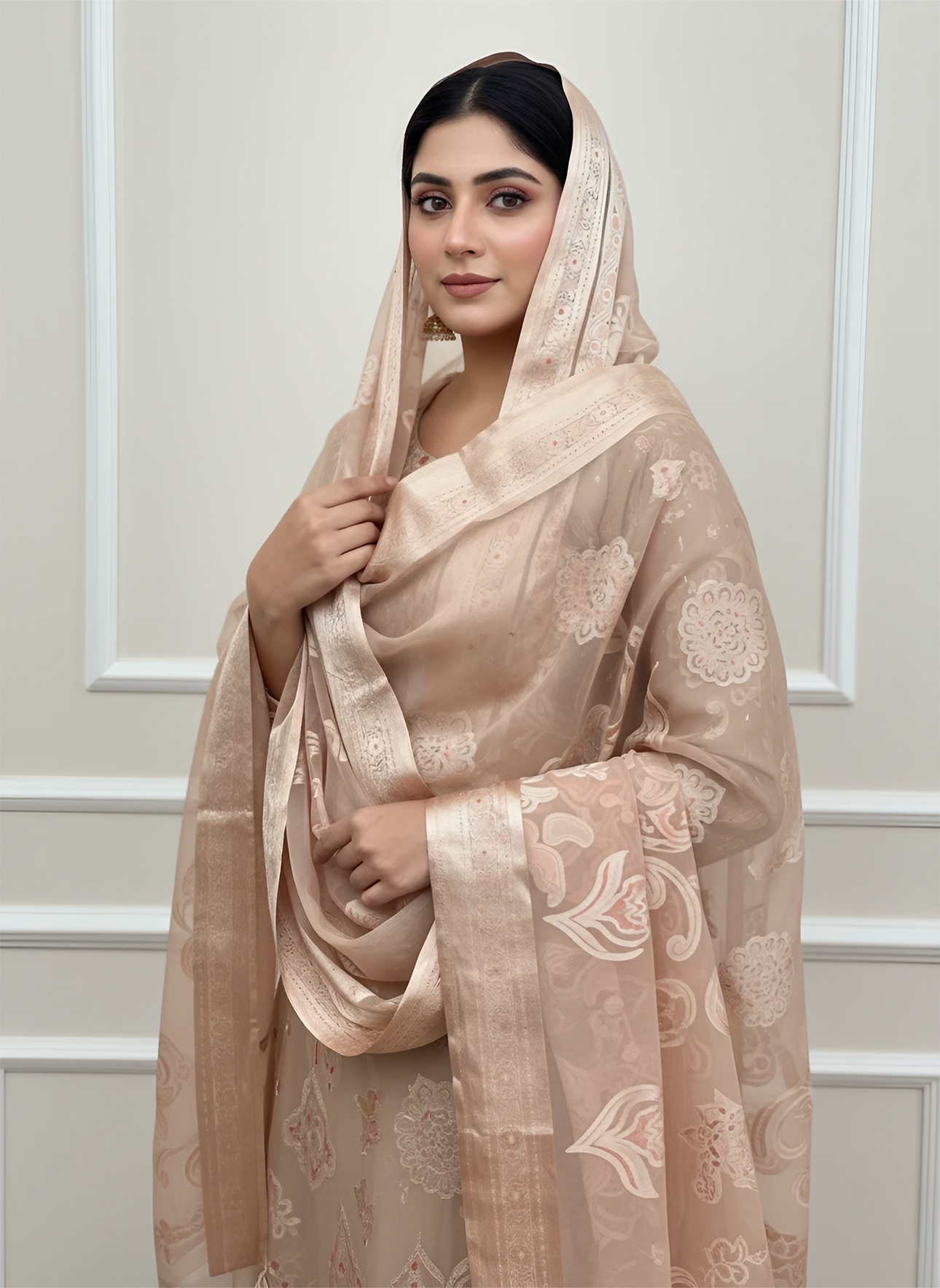 Graceful Chiffon Palchi Dupatta – Lightweight & Elegant Drape
