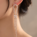 Rose Gold Butterfly Loop Rhinestone Tassel Earrings