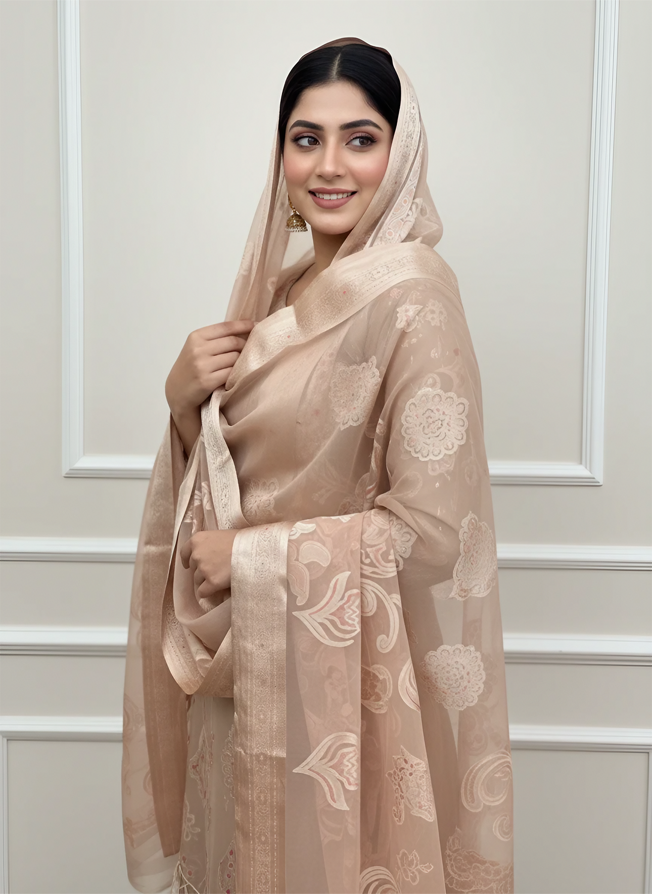 Graceful Chiffon Palchi Dupatta – Lightweight & Elegant Drape