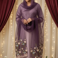 Purple Net Dupatta with Embroidery – Elegant & Festive