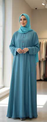 Crinkle Chiffon Belted Abaya with Matching Hijab