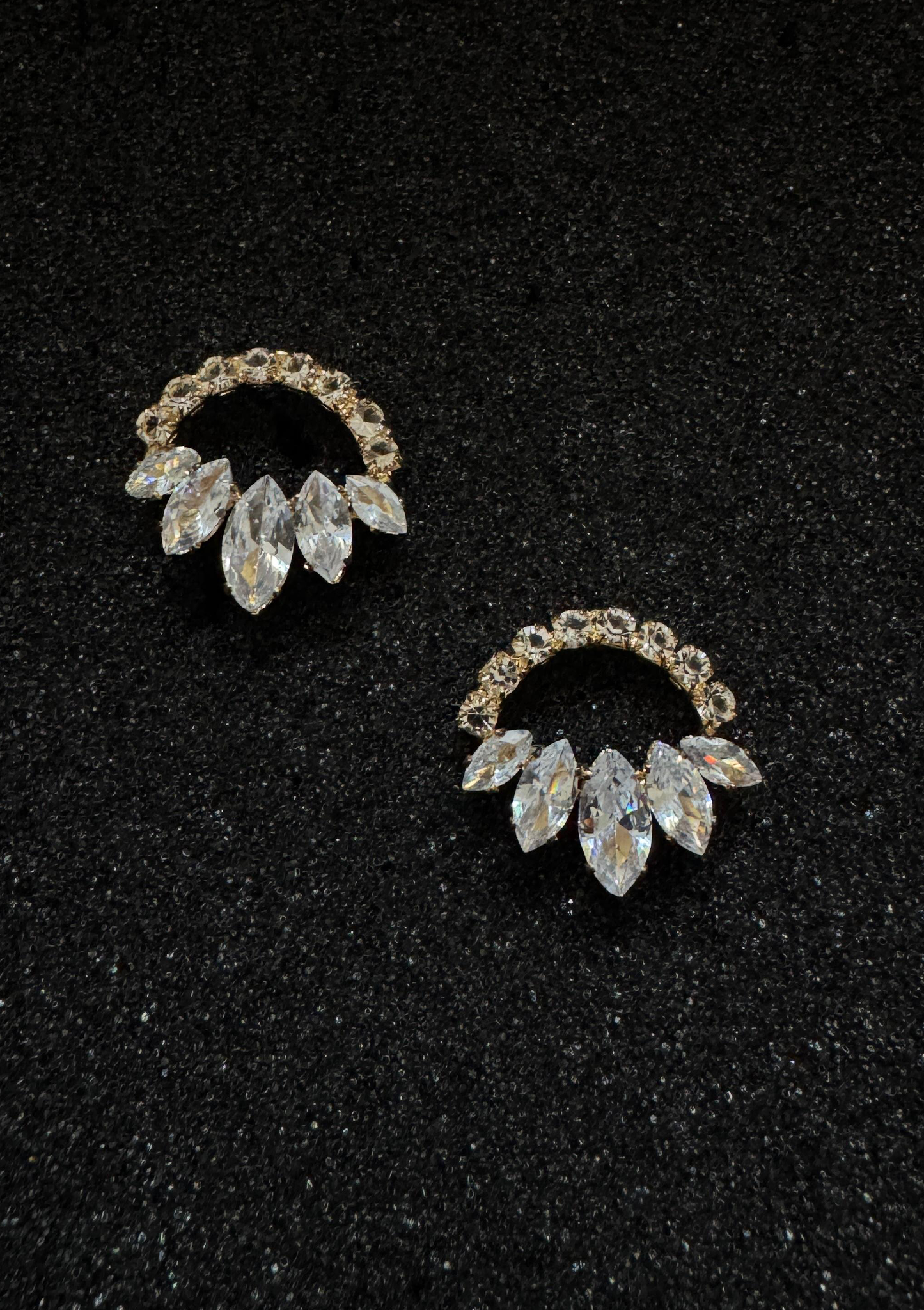 Marquise Crystal Sunburst Open Circle Earrings | Gold Halo Statement Studs