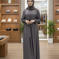 Stylish Abaya with Belt & Matching Hijab