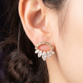 Marquise Crystal Sunburst Open Circle Earrings | Gold Halo Statement Studs