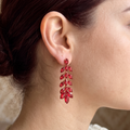 Ruby Red Marquise Crystal Vine Drop Earrings | Elegant Evening Statement Jewelry