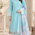 J. Cotton Lawn 3 Piece Dress with Silk Dupatta