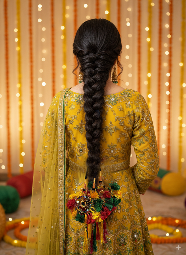 Multicolor Paranda with Mirrors & Tassels – Traditional Punjabi Hair Accessory