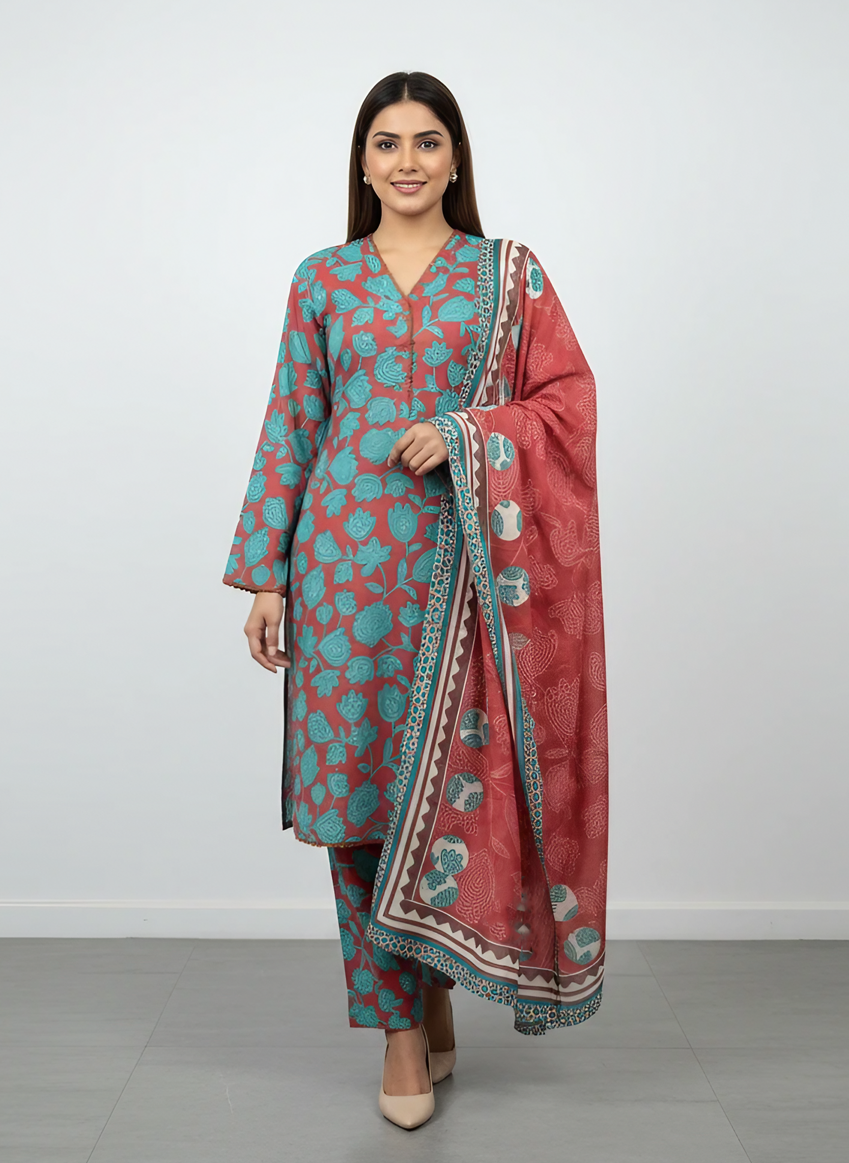 3 Pcs Lawn Printed Suit for Women – Summer