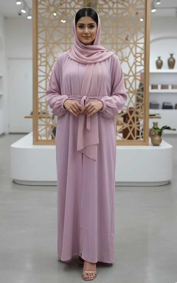 Soft Pink Chiffon Modest Abaya