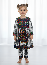 Girls Embroidered 2-Piece Cotton Suit – Soft Printed Kurta & Trouser Set