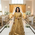 Stunning Golden Brown Net Lehenga with a Silk Blouse