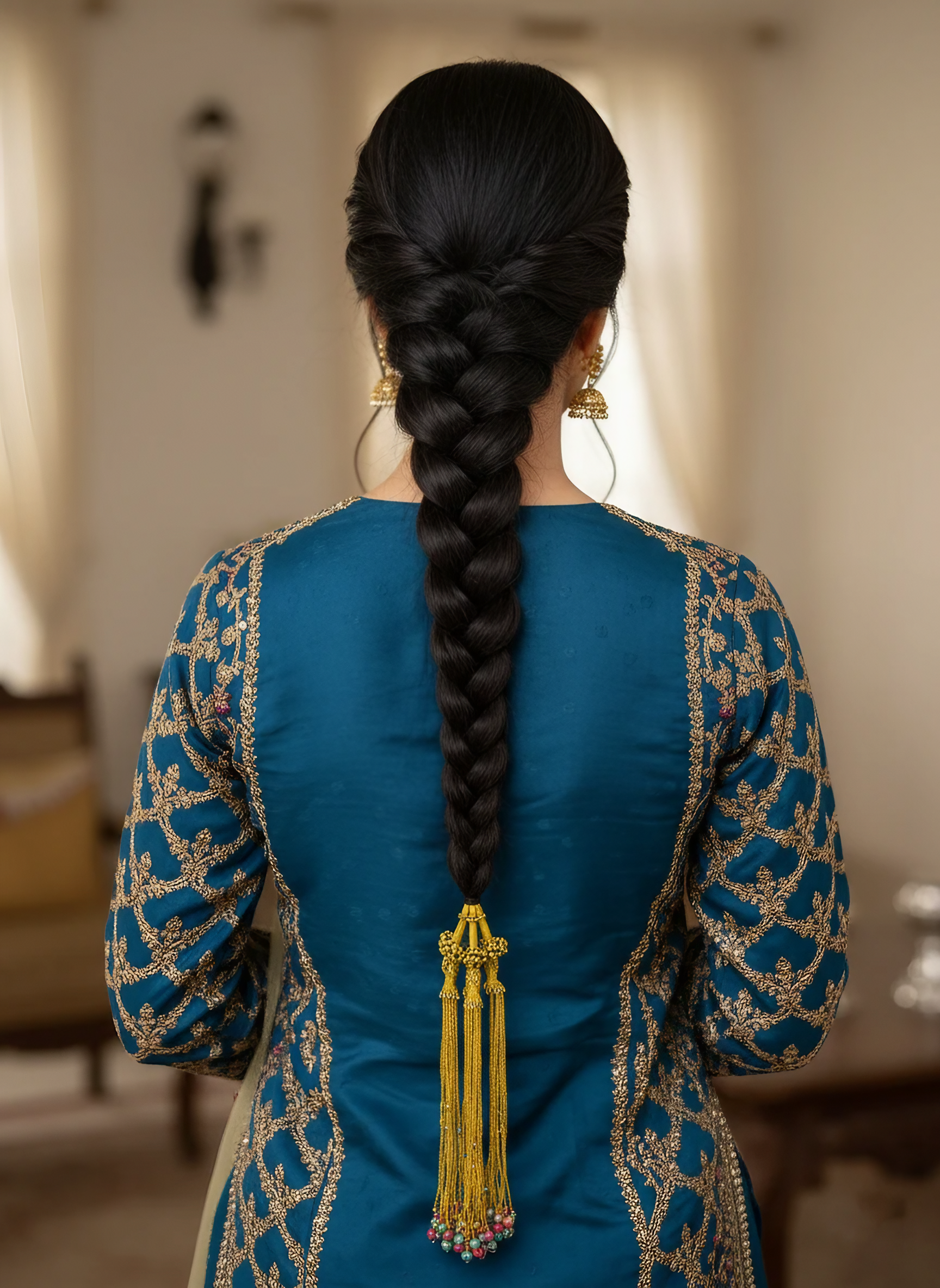 Elegant Gold Tone Chain Tassel Paranda Hair Accessory