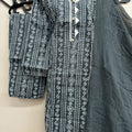 Grey Chunri Printed Cotton 3-Piece Outfit