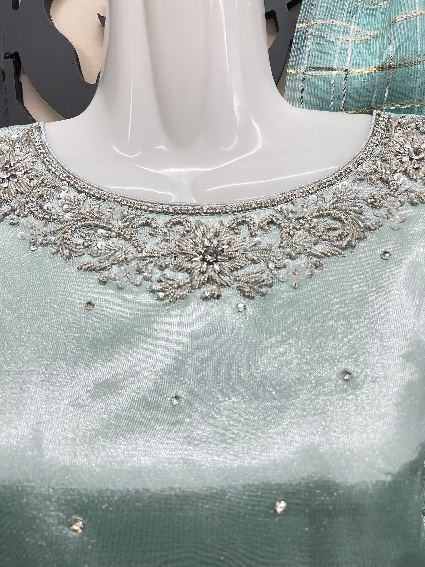 Masoori Silk Gharara Outfit 3PC Ice Blue