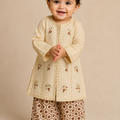 Baby Choice cream embroidered baby girls dobby lawn suit with brown printed palazzo in Canada.