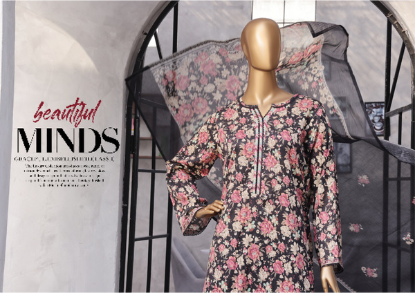Bin Saeed – 3-Piece Multicolor Printed Lawn Stitched