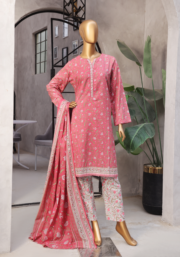 3-Piece Original Bin Saeed Blue Printed Lawn Stitched Suit