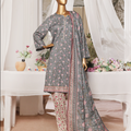 3-Piece Original Bin Saeed Light Grey Printed Lawn Stitched Suit