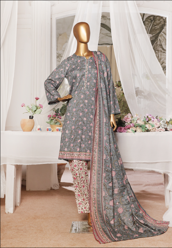 3-Piece Original Bin Saeed Ice Blue Printed Lawn Stitched Suit