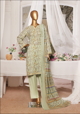 3-Piece Original Bin Saeed Pista Green Printed Lawn Stitched Suit with Lawn Dupatta & Plain Trouser
