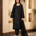 Black Embroidered Silk 3-Piece Pakistani Suit with Chiffon Dupatta