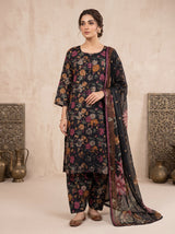 Black Multicolor Chiken Kari Embroidered Lawn 3 Piece wear