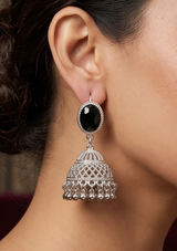 Black & Silver Jhumka Earrings – Traditional Pakistani Jhumki Jewelry