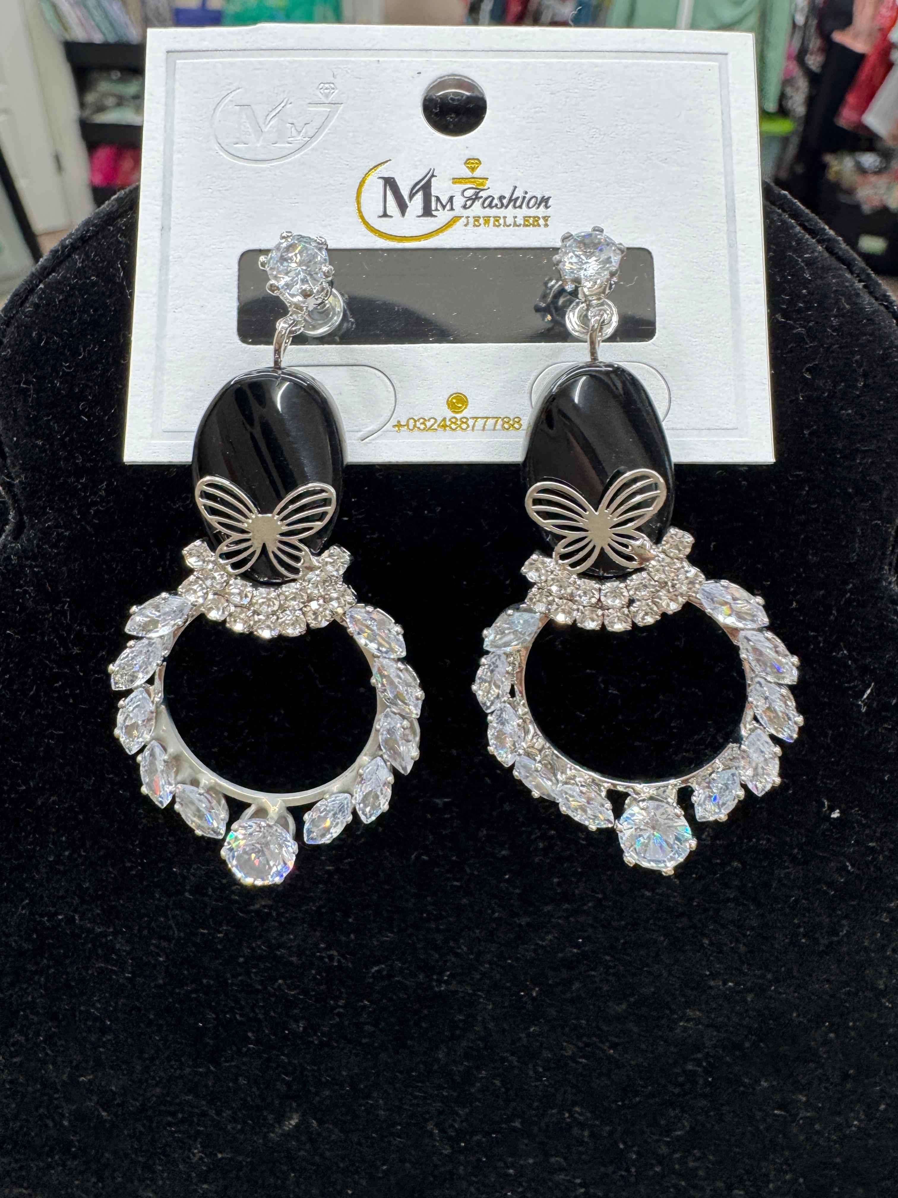 Black & Silver Luxury Statement Earrings