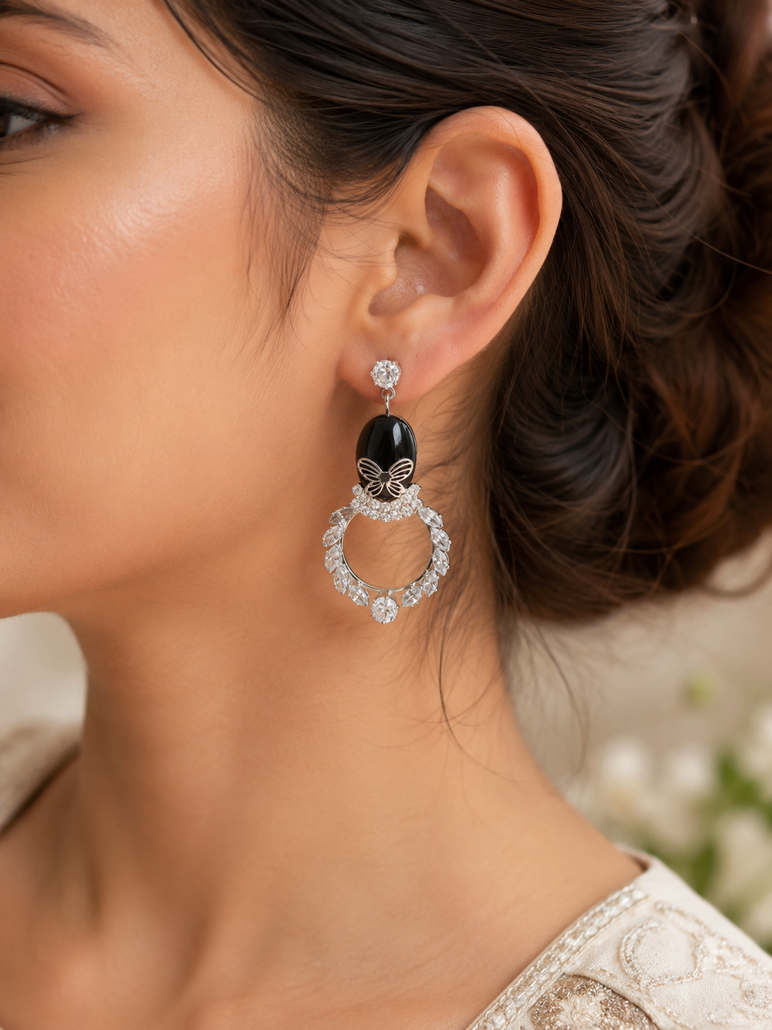 Pakistani Black and silver statement earrings for women in canada