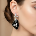 Black Crystal Statement Earrings for Women