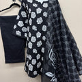 Black floral printed lawn suit for women by Maryam Qasim Boutique