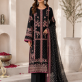 Black chiffon embroidered Pakistani 3 piece suit with pink embroidery