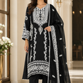 Black Chiffon Aari Embroidered 3-Piece Pakistani Suit