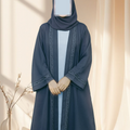 Fine Embroidered Front-Open Abaya with Inner Panel