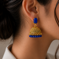 Royal Blue Stone Gold Jhumka Earrings – Pakistani Jewelry Canada