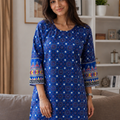 Blue lining kurti top for women with modern casual styling by Maryam Qasim Boutique