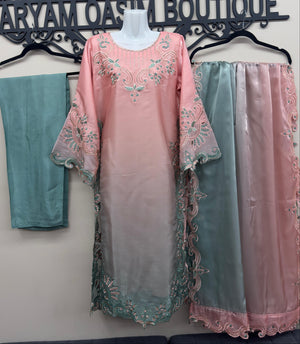 Blush pink embroidered 3 piece festive dress for women in Canada