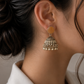 Light Brown Stone Silver Jhumka Earrings – Traditional Pakistani Jewelry
