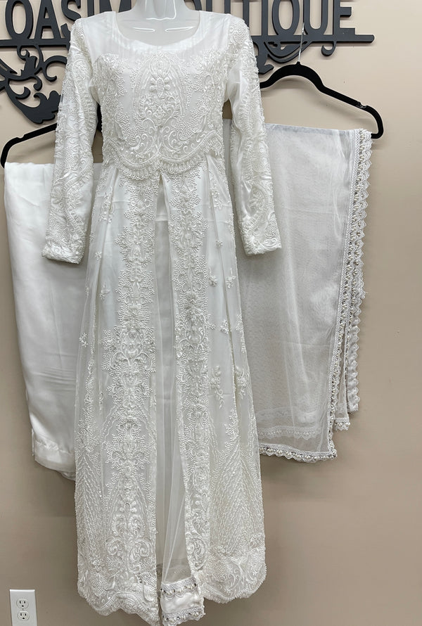 Beautiful Long Dress Full Net Moti Heavy Work