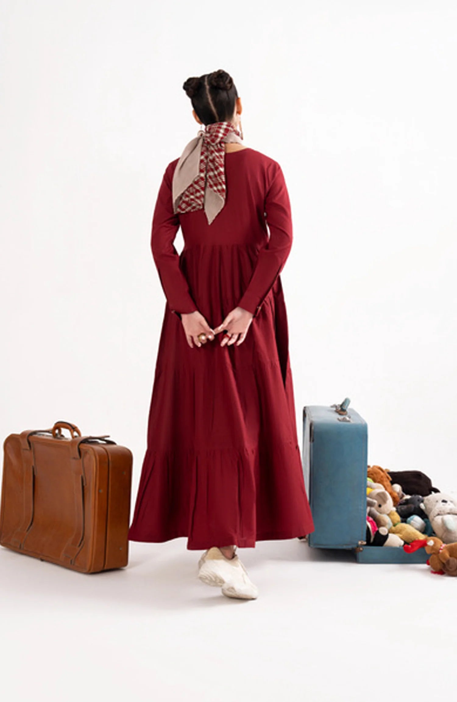 Casual Lite Like a Bird Printed Premium Linen 2 Piece Dress – Crimson Drift Red