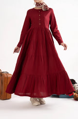 Casual Lite Like a Bird Printed Premium Linen 2 Piece Dress – Crimson Drift Red