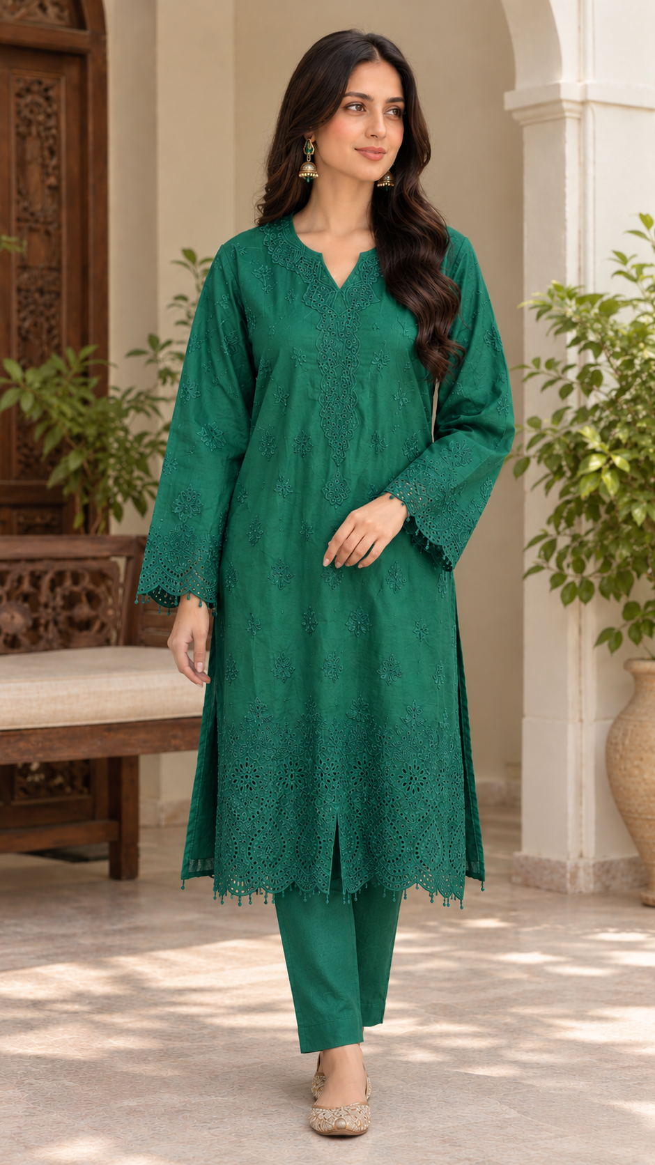 J. Chikankari Embroidered Cotton Lawn 2PC Suit
