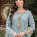 Zahra Rubab Aqua 4 Piece Embroidered Lawn Suit