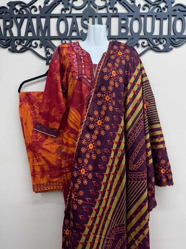 Cotton Printed 3-Piece Shalwar Kameez