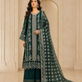 Dark emerald deep bottle green embroidered Pakistani 3-piece suit in Canada.