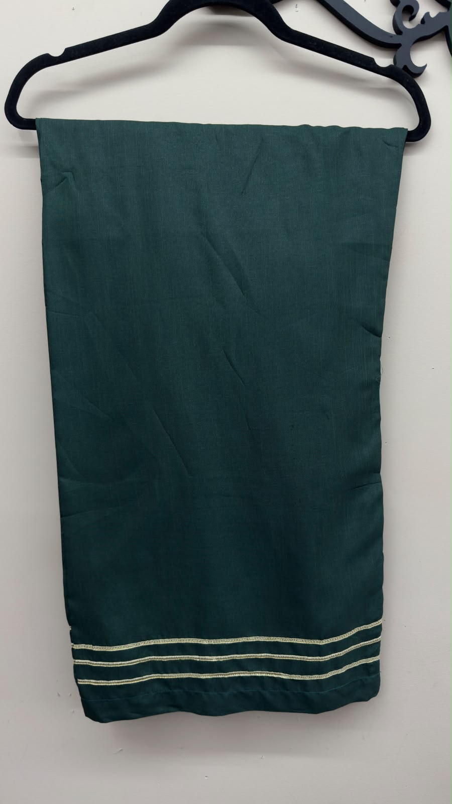 Dark green wide chiffon trousers with gota lace detailing