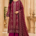 Deep magenta wine embroidered Pakistani 3-piece suit in Canada.
