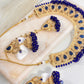 Stunning Jhumka Drop Pearl Set (Navy Blue)