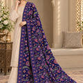 Royal Blue Velvet Embroidered Shawl